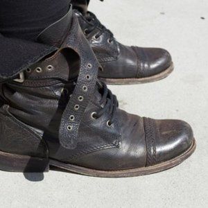 All Saints Damisi black combat boots buckles sz 36